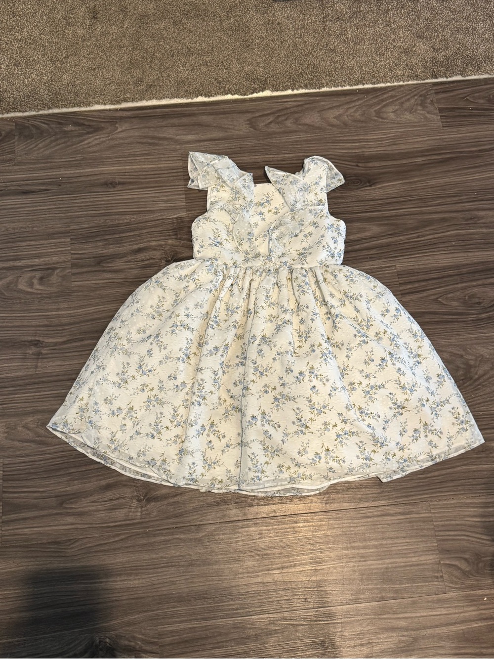 Pippa & Julie Blue Floral Ruffle Dress Size 7 Cottagecore